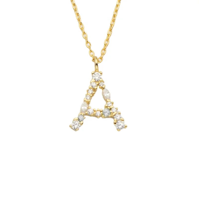 

Sterling Silver Initial Letter Gold Plated Jewelry Necklace For Sale, Picture
