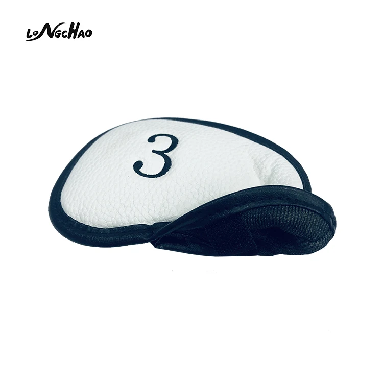 

Manufacturer Wholesale Custom Pu Leather Golf Iron Headcover Set, White