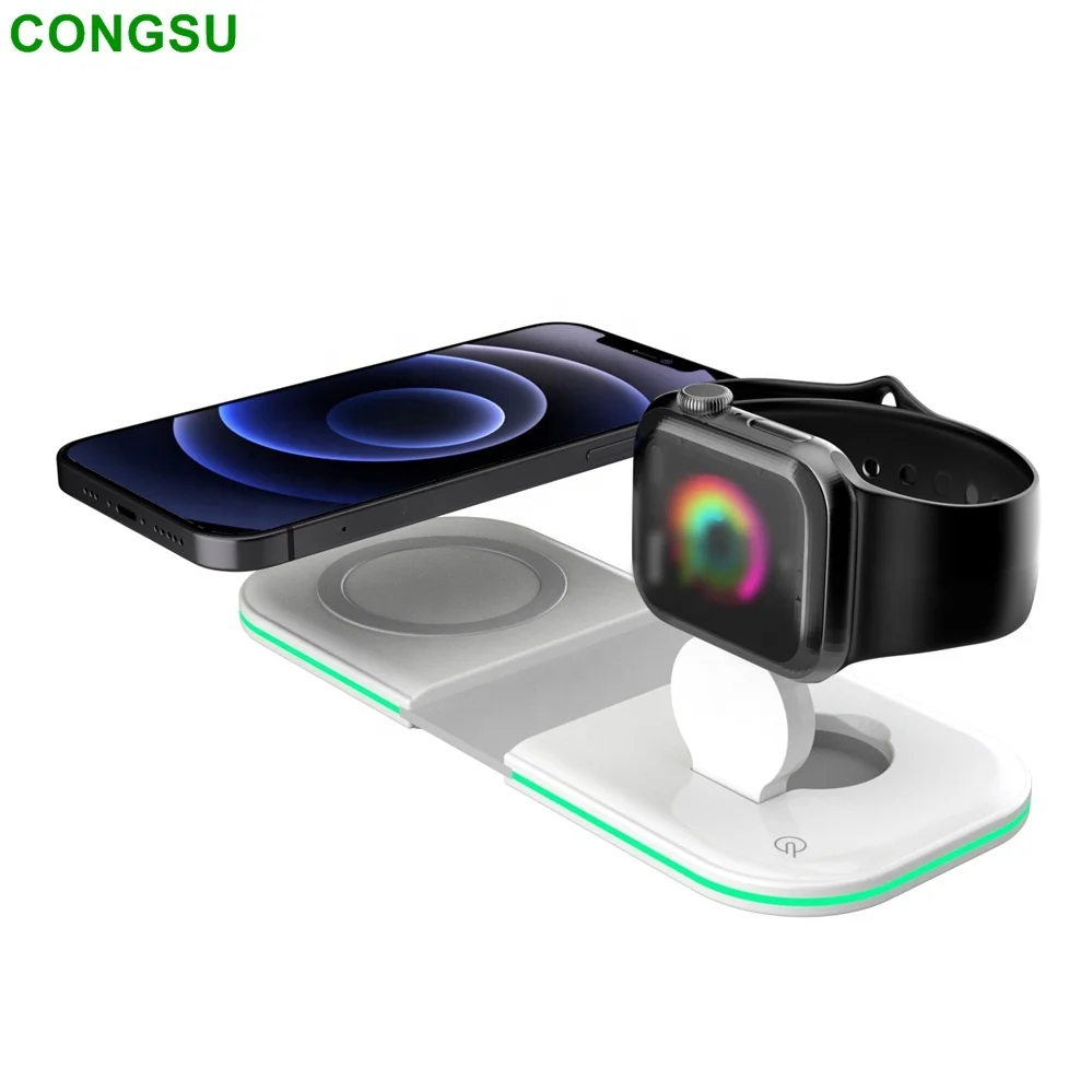 

2 In 1 Qi Magnetic Wireless Fast Charger Station for iPhone Apple Watch