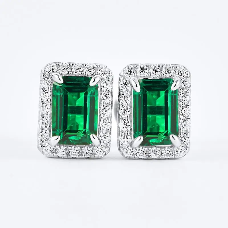 

Classic Design Silver Jewelry 1ct Emerald Cut Stud Earrings