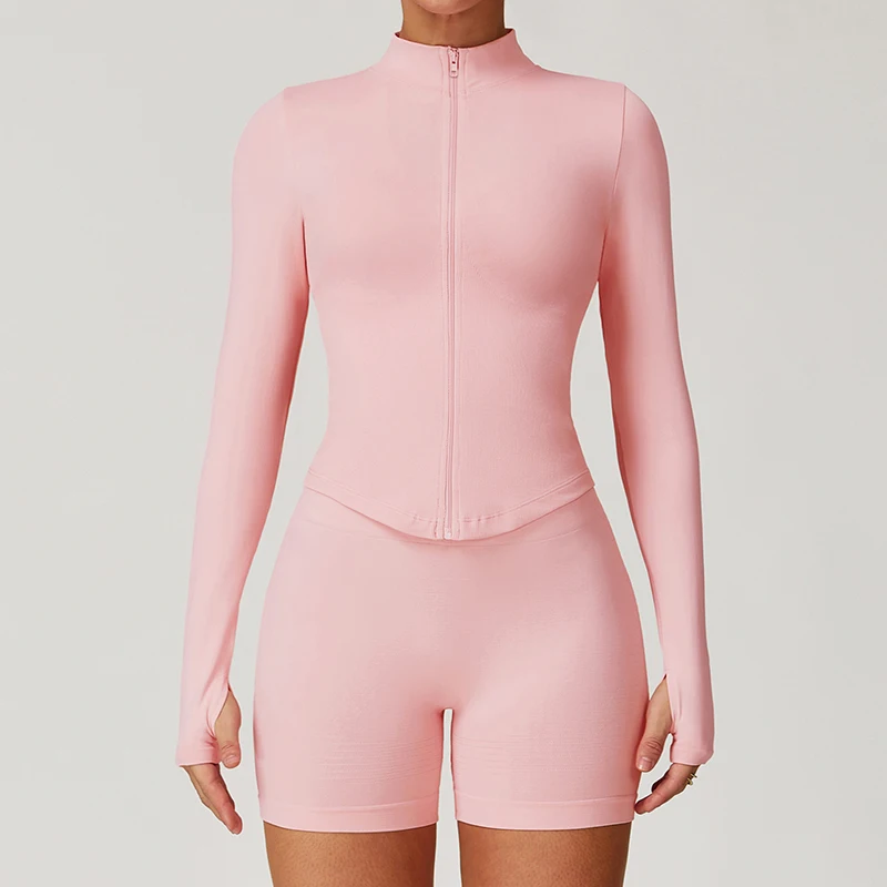 Wholesale High Quality Womens Gym Yoga Jackets Top Custom logo Fitness Yoga Zipper Jacket