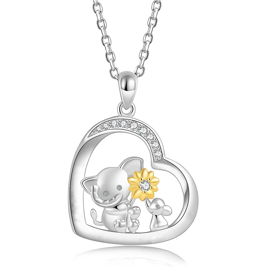 

Rose Valley Sunflower Elephant Necklace Hot Selling Jewelry Pendant Gold plated Two Tone Jewel Fashion Gift For Family YN054