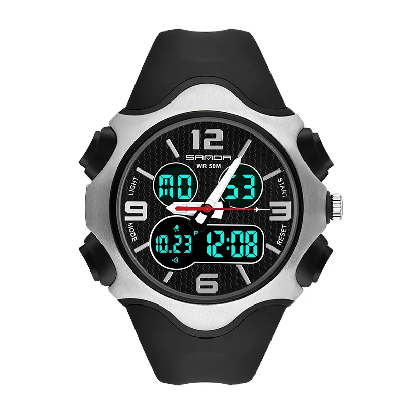 

Sanda 779 Unique Mens Dual Display Watch Relogio Waterproof Luminous Sports Watches Digital Analog