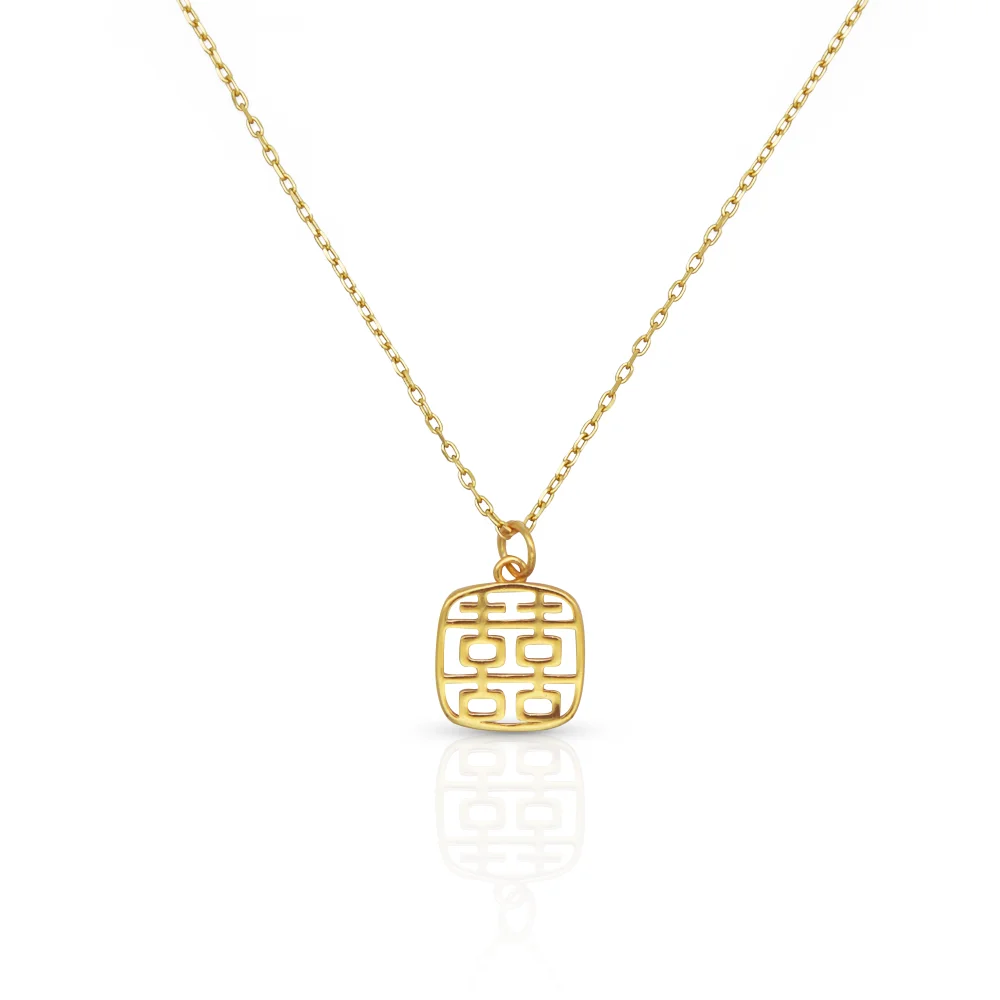 

Chris April in stock 925 sterling silver gold plated chinese XI pendant necklace for women