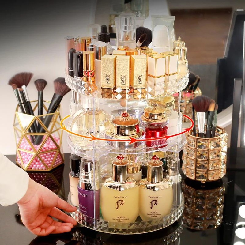 

Good Quality 360 Rotating Makeup Organizer Cosmetic Storage Box Lipstick Holder Make Up Low Price, Transparent