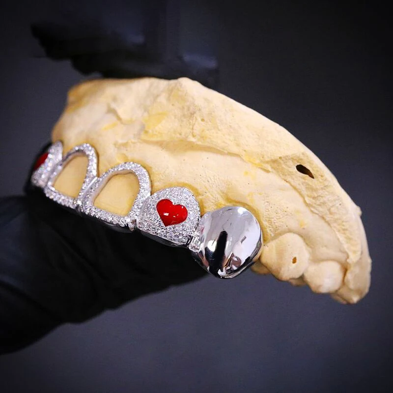 

Drop Shipping Custom Gold Plated Silver 925 Moissanite Zircon Diamond Grillz Teeth Hip Hop Statement Jewelry Grillz For Teeth, Silver/gold/colorful