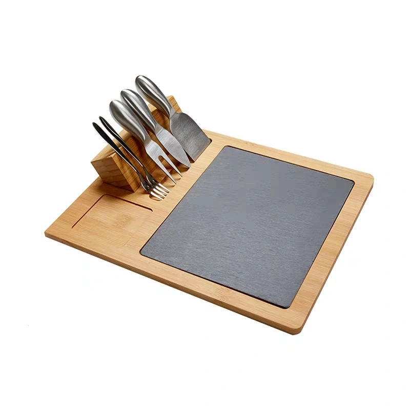 

BAMBOO CUTTING BOARDS FOR KITCHEN Service tray is suitable for brie and meat Charcuterie board set, Natural bamboo color