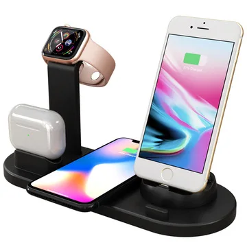 

6 in 1 Fast Wireless Charger 10w For 12 11 X XR Watch Qi Wireless Chargers for Samsung Xiaomi Huawei Fast Charging