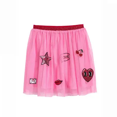 

Spring and summer new girls double-layer embroidered dress, Pink