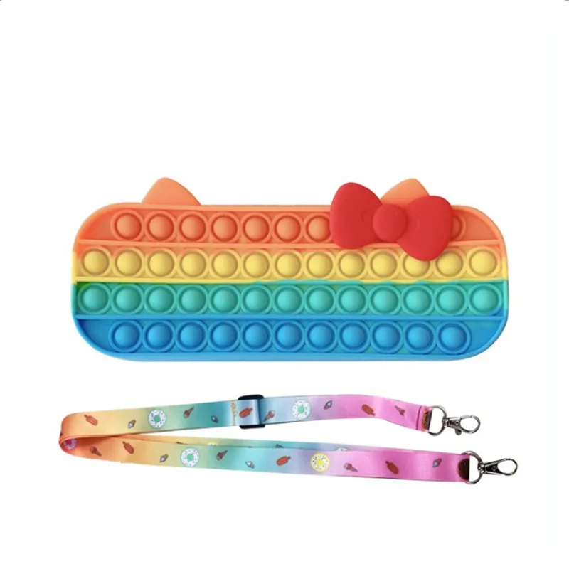 

Simple Bag Stress Relief Zipper Bag Pop It Push Bubble Fidget Toys Pencil Cases Silicone Fidget Coin Purse Pencil Bag, Black,red,green, or customized as your request