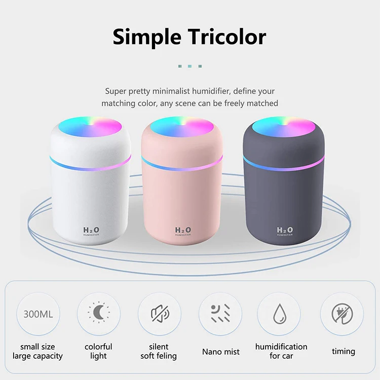 Custom 300ml Ultrasonic Led Air Aromatherapy Scent Aroma Portable Mini USB Car Essential Oil Diffusers