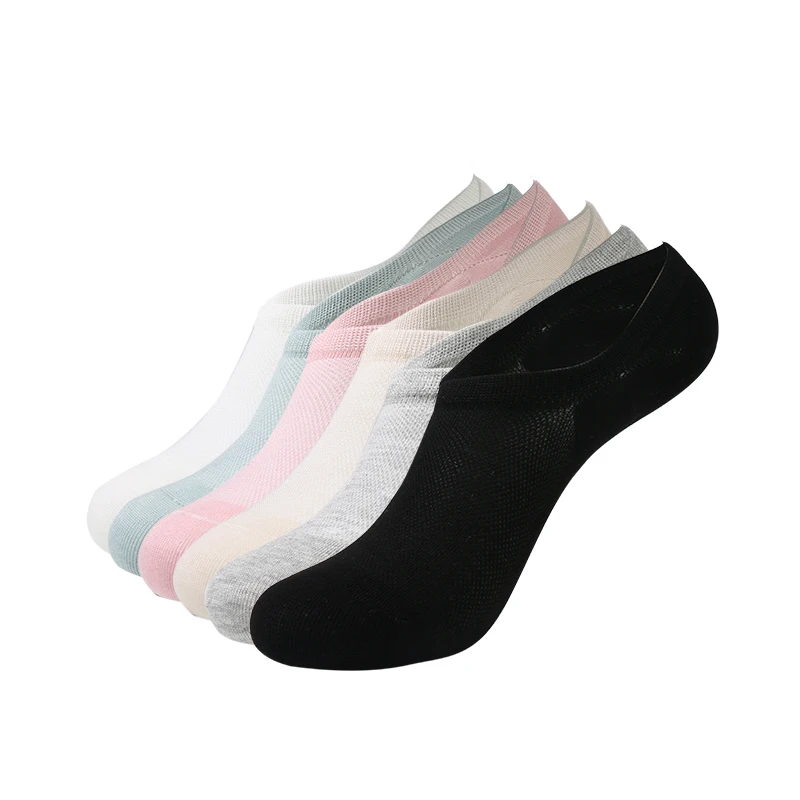 

Wholesale Low MOQ Silk Material Most Soft Bulk Pink Women No Slip Invisible Sock, As pic