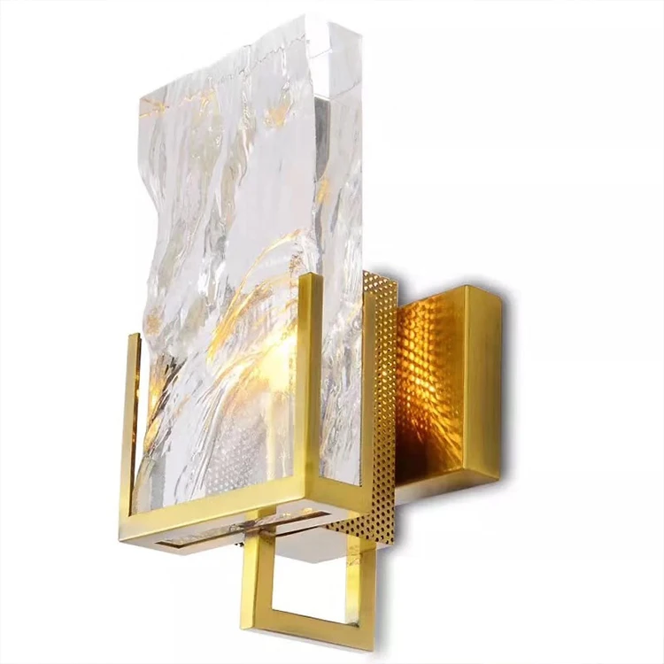 
Contemporary crystal nordic wall lamp e14 light brass hotel wall sconce for luxury dwelling 