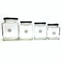 

Wholesale 50, 100, 200, 280, 380, 500, 730ml Square Cheap Mini Clear Glass Honey Jam Sauce Jar Storage Bottles&Jars