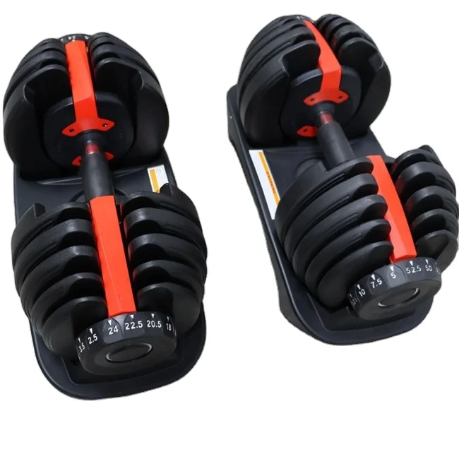 

2020 Custom Logo 24kg/52.5Ibs Adjustable Dumbbell Gym Equipment Weight Lifting Training Dumbbell, Red