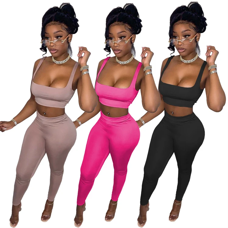 

DUODUOCOLOR Sexy 2021 women clothing vest style high quality women clothing wholesallers crop tops two piece skirt set D11093