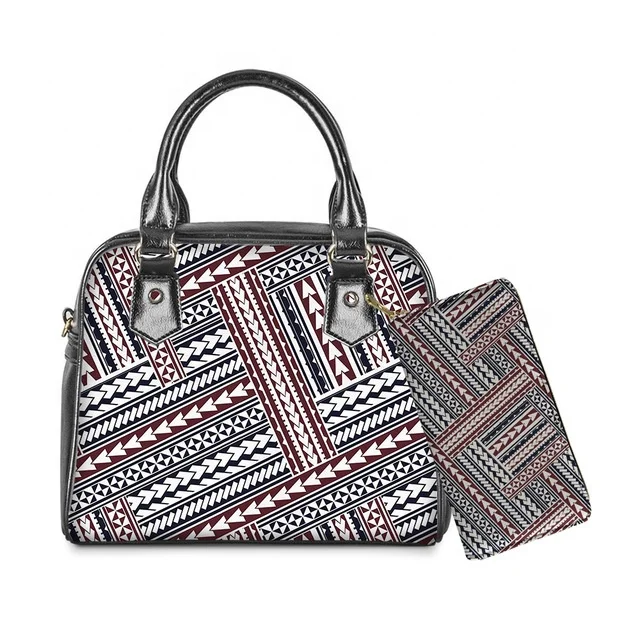 

Custom Designer Bags Handbags Women Famous Brands Polynesian Traditional Tribal Pattern Luxury Leather Women Handbags and Wallet