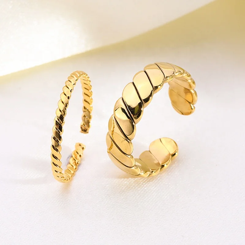 

Wholesale Custom Stainless Steel Plated 18K Gold Twisted Ring