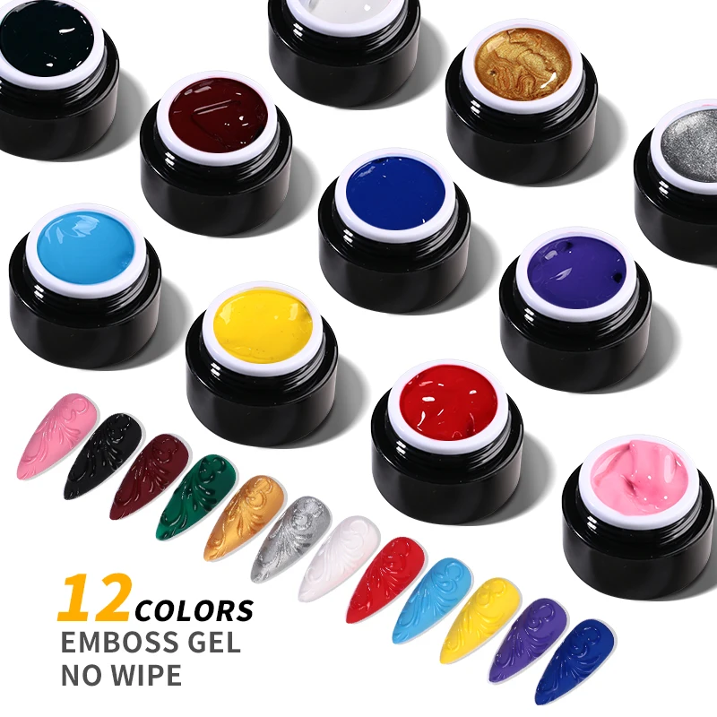 

JTING new design 12 colors nail art emboss gel polish no wipe sateen gel de embossing oem