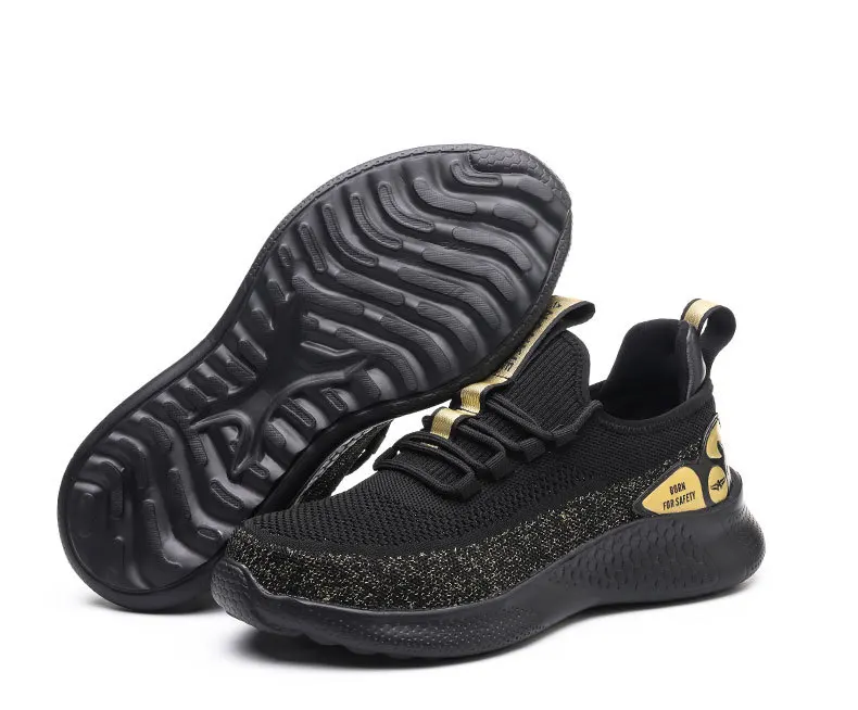 

Breathable Industrial Outdoor Protective Shoes Men Lightweight Working Safety Shoes Work Boot Steel Toe Men safety Shoes, Black