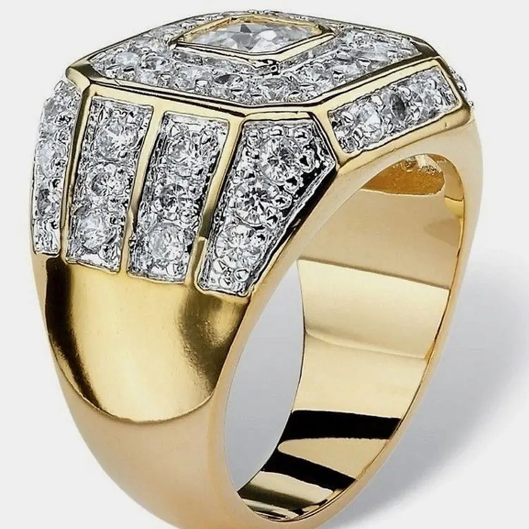 

Fashion jewelry hip hop ring gold-plated zircon ring men's yellow gold ring