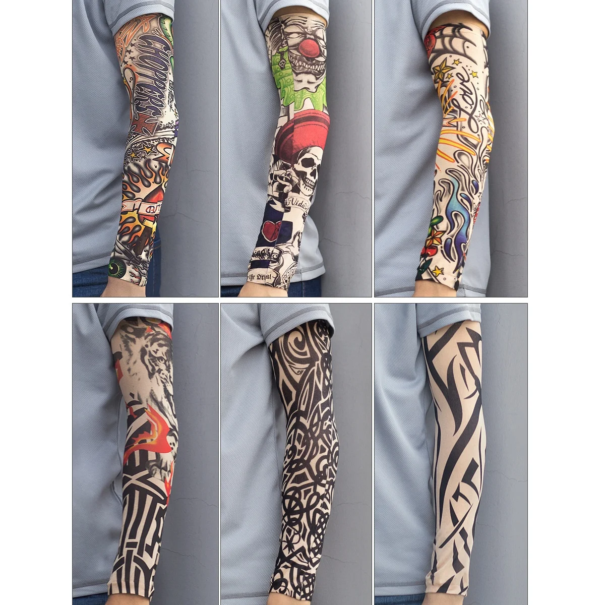 

Ziming 3D Tattoo Printing Sunscreen Protection 38 CM Bicycle Sports Multi-function Milk Ice Silk Outdoor Arm Cooling Sleeves, Multiple