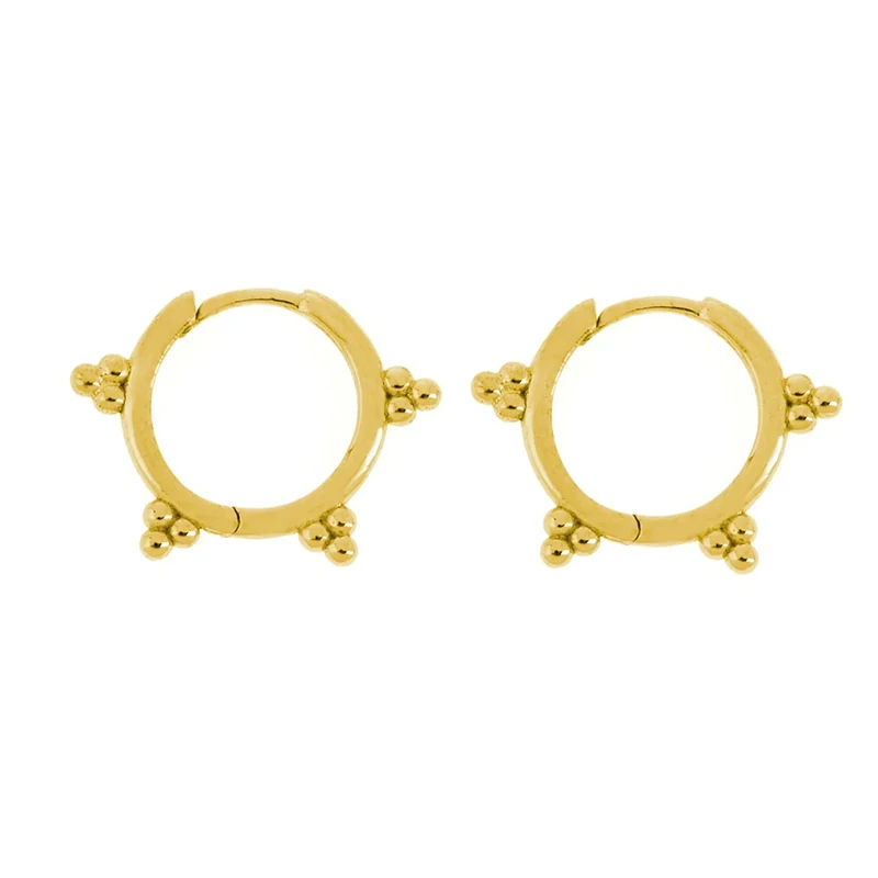

Simple INS 18K Gold Plated small ball silver bead ear buckle hoop earring