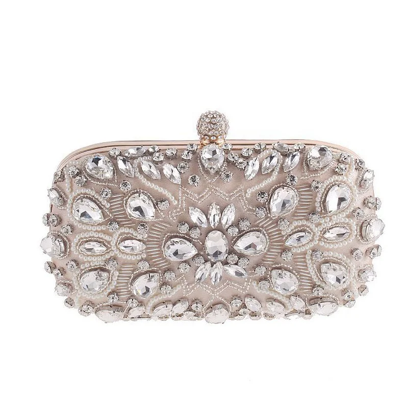 

women diamond Evening Bags and Clutches for Women Crystal Clutch Beaded Rhinestone Purse Wedding Party Handbag, Champagne