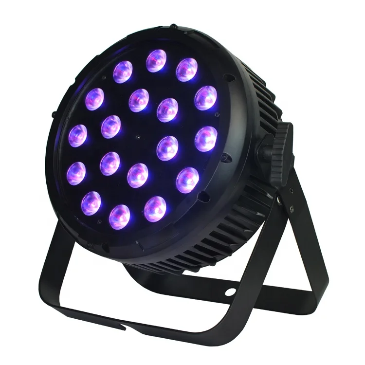 LED Flat Round Par Stage Light 18x15W RGBWAUV 6in1