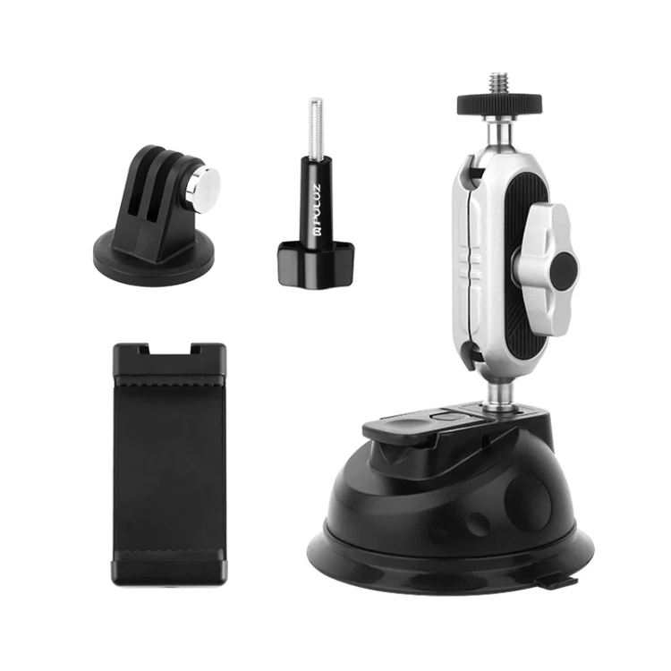 

New Design PULUZ Sports Camera Accessories Car Suction Cup Arm Mount Camera Holder with Phone Clamp Mount Adapter Long Screw