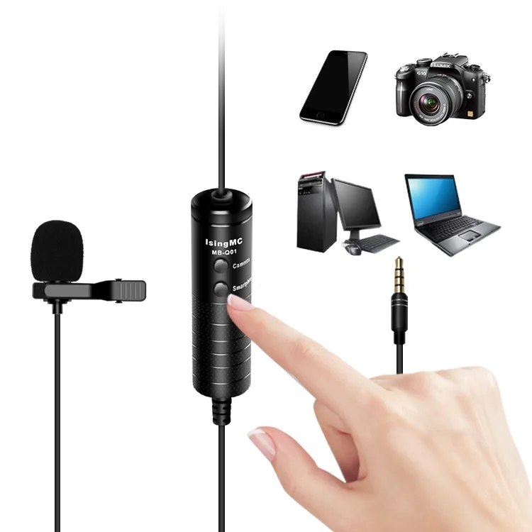 

Microphone MB-Q01 6m Clip-on Lavalier Mini Micro Audio 3.5mm Collar Condenser Lapel Mic for recording Canon iPhone DSLR Cameras