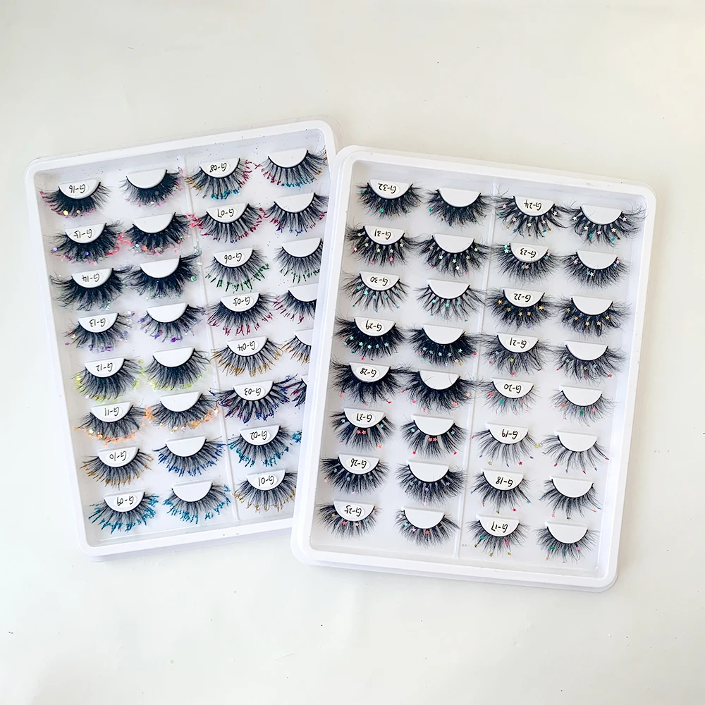 

New Trend Private Label custom lashes Multi colored sequin lashes Full Natural Thick fluffy False mink lash vendor