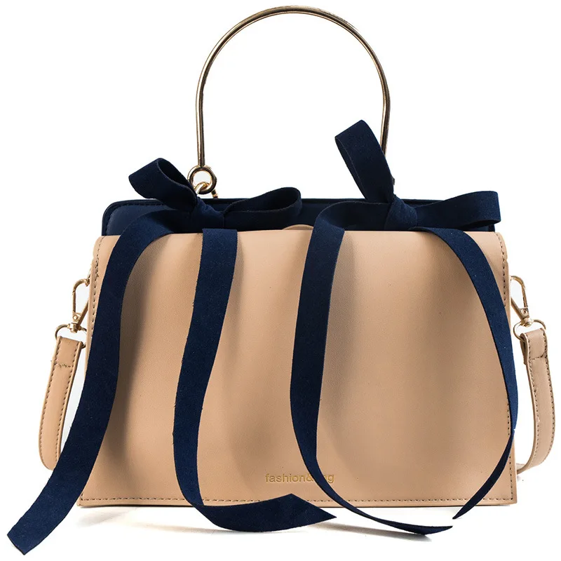 

Ladies bow hand college bags girls leather handbags for women, 4 color