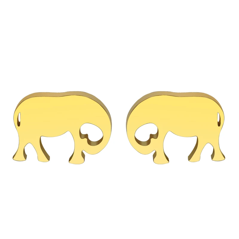 

Fashion personality titanium steel elephant pattern earrings stainless steel simple gold-plated cutting earrings women, Picture