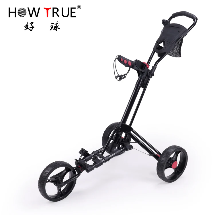 

Most Popular 3 Wheels Foldable Golf Bag Push Trolley Golf Carts, Black