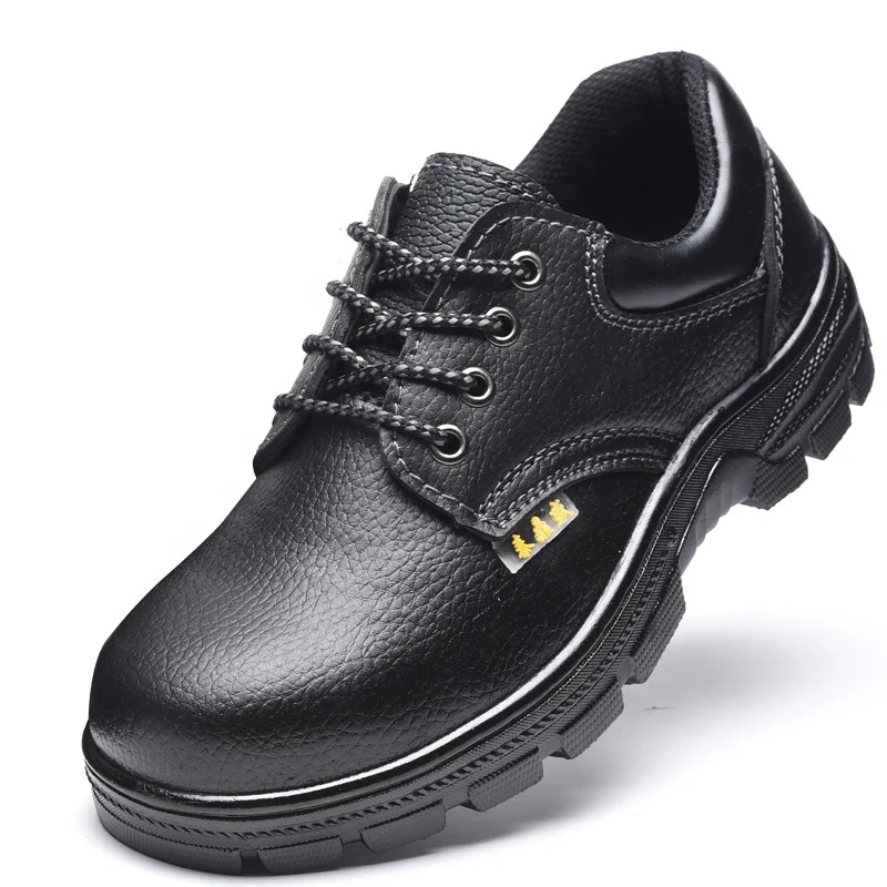 

SF7002 wholesale real leather anti smash men gender work shoes with steel toe, Black