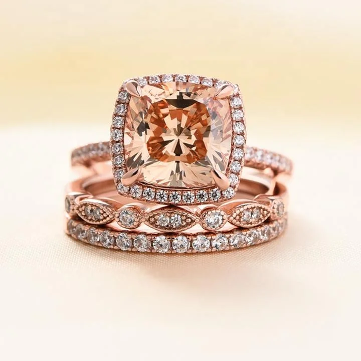 

Professional manufacture new Sterling Silver 3.3 Carat high carbon diamond Rose Gold Plating ring