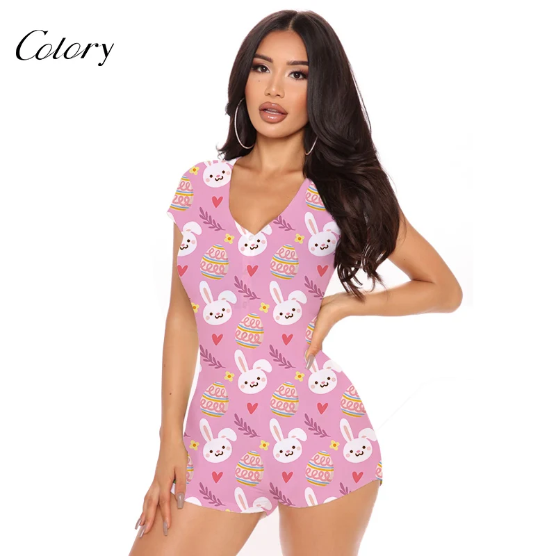 

Colory Sports Wear Set Women Womens Sleep Shorts Long Sleeve V-neck, Picture shows