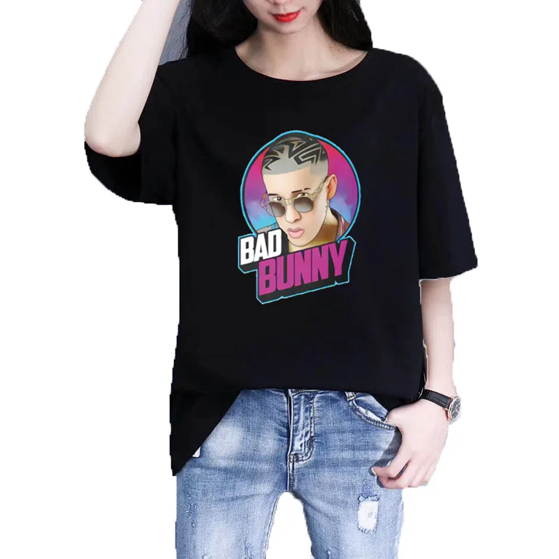 

European and American male singer Harajuku style soft short-sleeved T-shirt 2021 trendy Bad Bunny