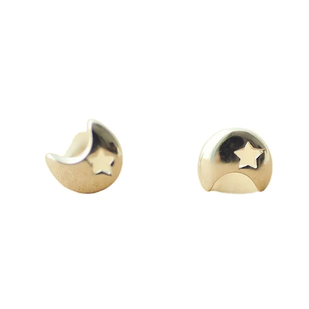 Factory Wholesale silver Star moon Stud Earrings for Women Elegant Wedding Jewelry Simple Fashion Earrings