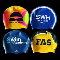 

OEM custom logo printed suitable seamless hat silicone swim cap