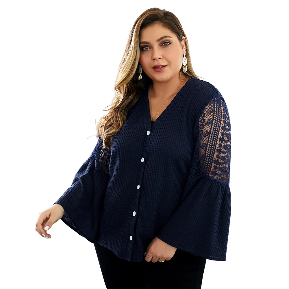 

2020 New fashion plus size Women long sleeve Knitted women v-neck Women ladies Blouses Tops