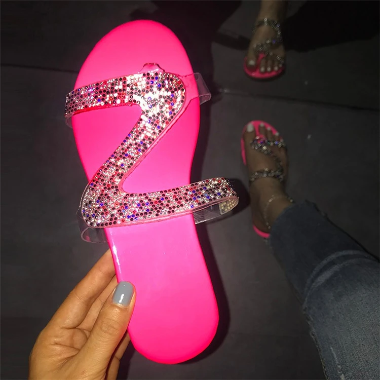 

2021 Fashion Flat Jelly Sandals Female Slides Summer Slippers Shoes Trendy Flip Flops For Women, As pictures or customized color