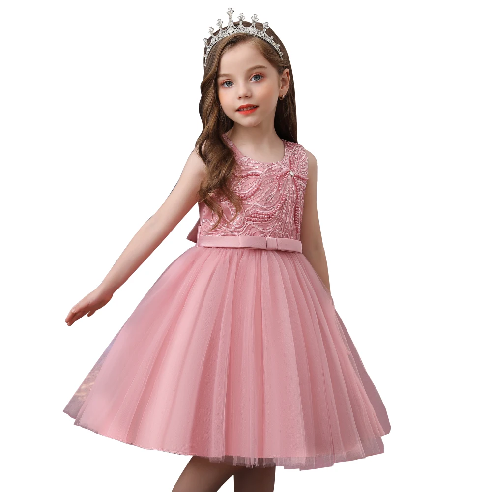 

Baby elegant beaded sequins frock party dress for girl kids tutu dress girl wedding floral party dress of 0-6 years old