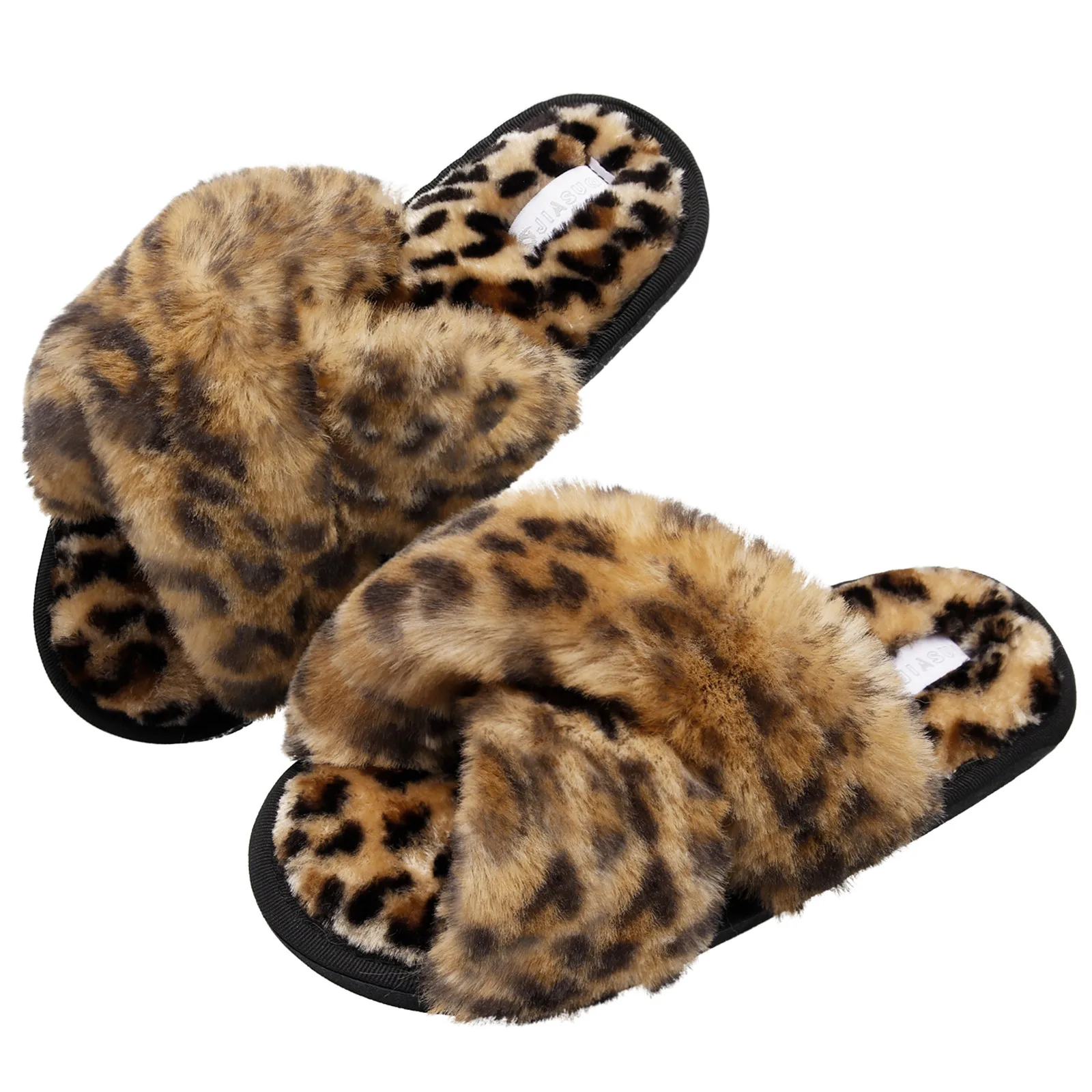 

Women's Cross Band Soft Plush Fleece House Indoor or Outdoor fur women's slippers