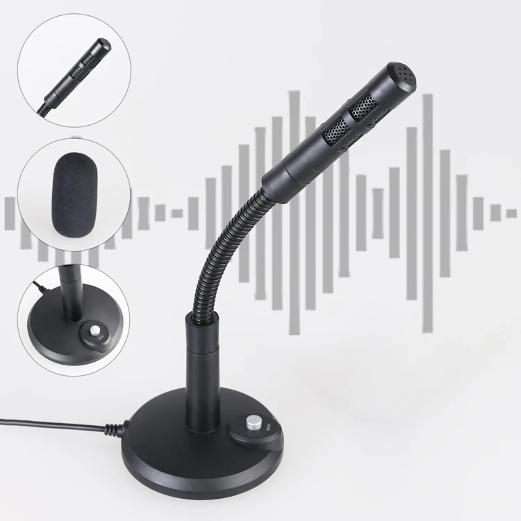 

Easy Use Laptop USB Computer Table Desktop Gooseneck Microphone for PC, Black