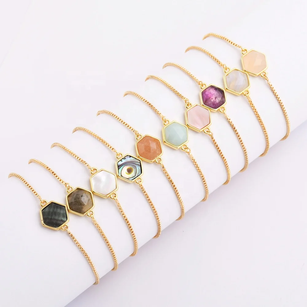 

WX993B Fashion charm bracelet jewelry natural gemstone gold women bracelet designer charms for diy bracelet