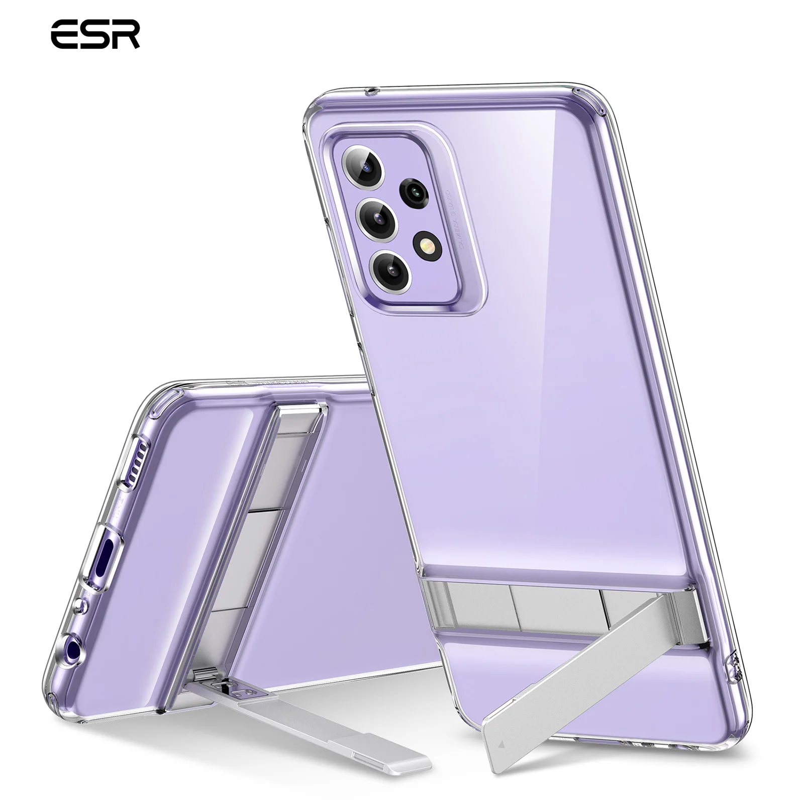 

ESR for Samsung Galaxy A52 Metal Kickstand Thin Transparent crystal Clear TPU bumper Phone Case back cover, Transparent clear