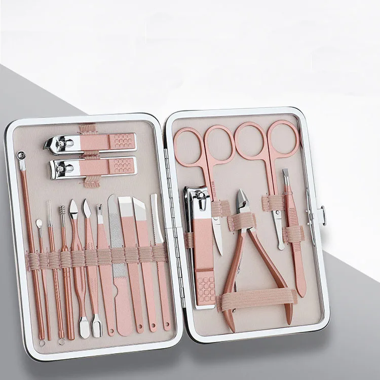 

18pcs Manicure Pedicure Set Professional Nail Stainless Steel, Manicure Pedicure Pink Set Tools Set/, Rose gold