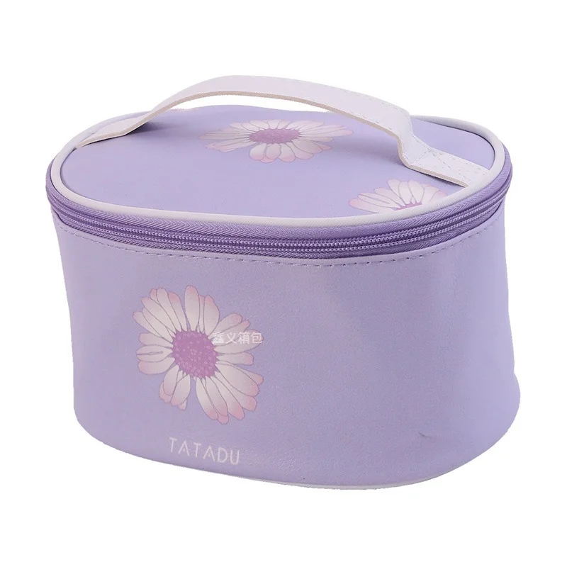 

new small daisy portable portable waterproof toiletry bag travel set custom PU cosmetic bag and case